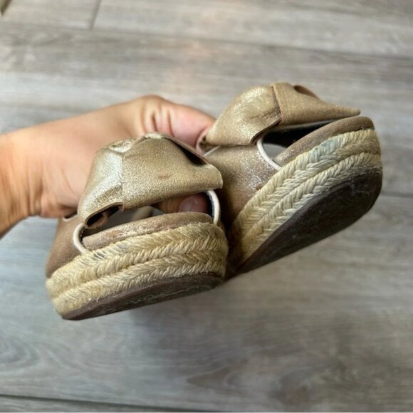 Sofft Gold Metallic Espadrilles Wedge Open Toe - Picture 13 of 16